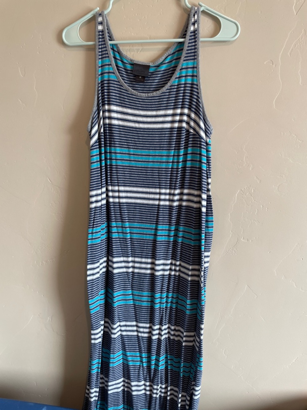Striped Racerback Maxi Dress in Navy, White & Teal